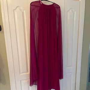 Lady Gaga style House of Gucci premiere magenta Cape Dress Gown Size 10